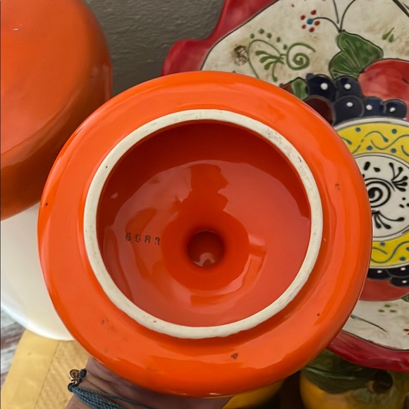 Vintage HOLIDAY DESIGN Orange lid Ceramic Canister Set - Picture 3 of 4